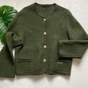 Womens boiled wool H Moser green jacket sweater handmade